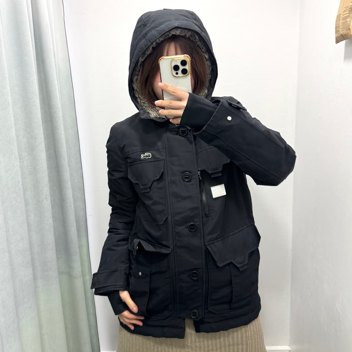 라코스테 라이브 블랙 후드 퍼 다운패딩 상품이미지2