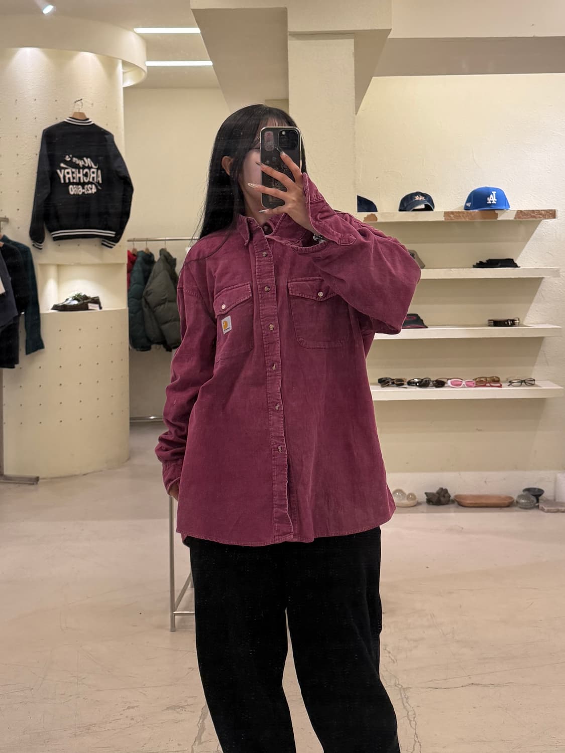 칼하트 투포켓 워크 셔츠 버건디 U956 상품이미지1