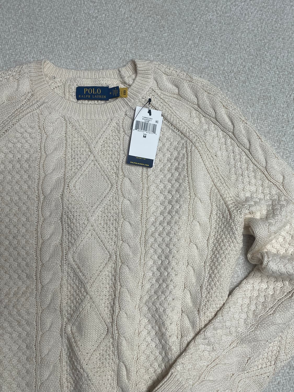 폴로 랄프로렌 케이블 니트 크림 M 새상품 상품이미지2