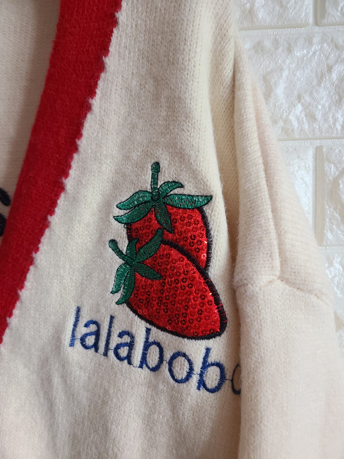 Lalabobo 딸기 자수 가디건 상품이미지2