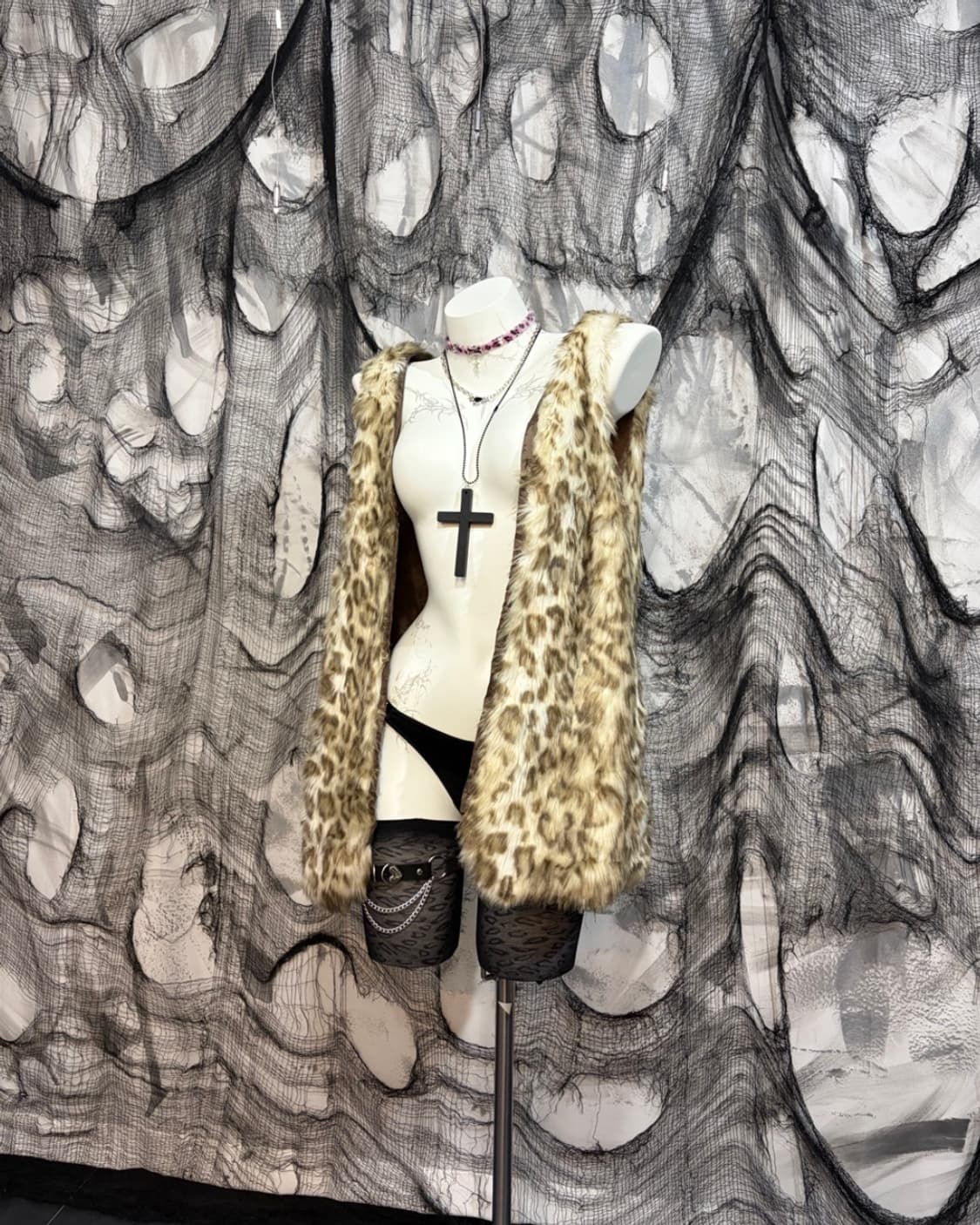 JPN Leopard Layered Fur vest  상품이미지2