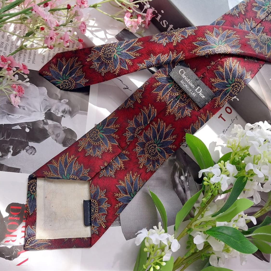 크리스찬 디올 실크 플라워 자카드 넥타이 9.3cm A등급 K2351
 상품이미지4