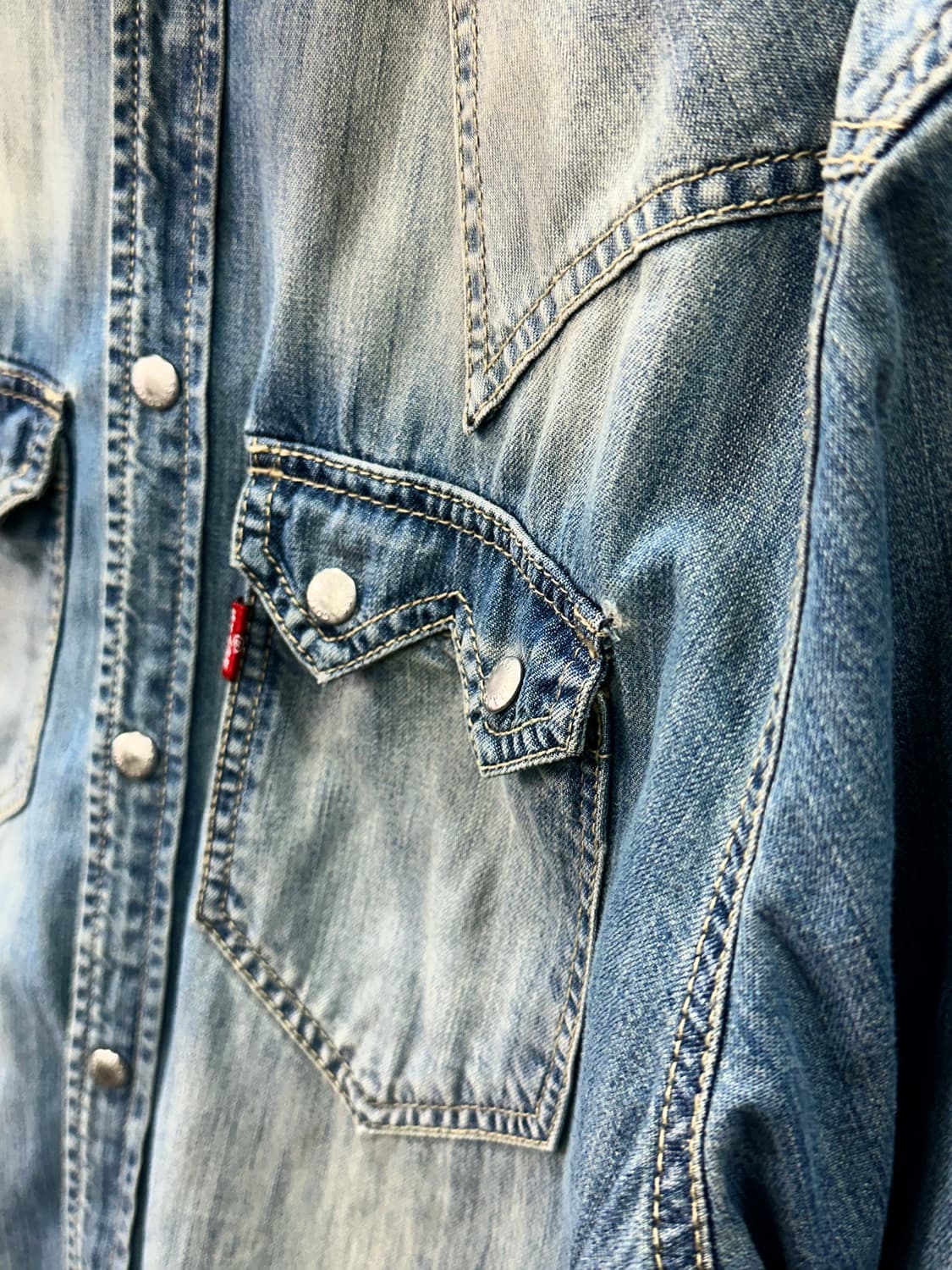 리바이스 빈티지 워싱 데님 웨스턴셔츠 M 상품이미지3