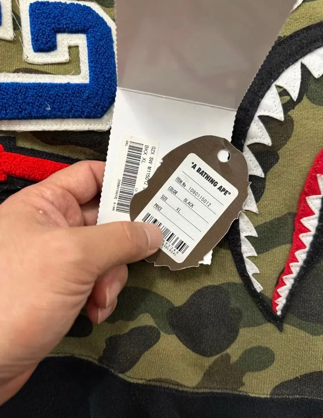 베이프 샤크후드 반녹계 블랙 XL 상품이미지4