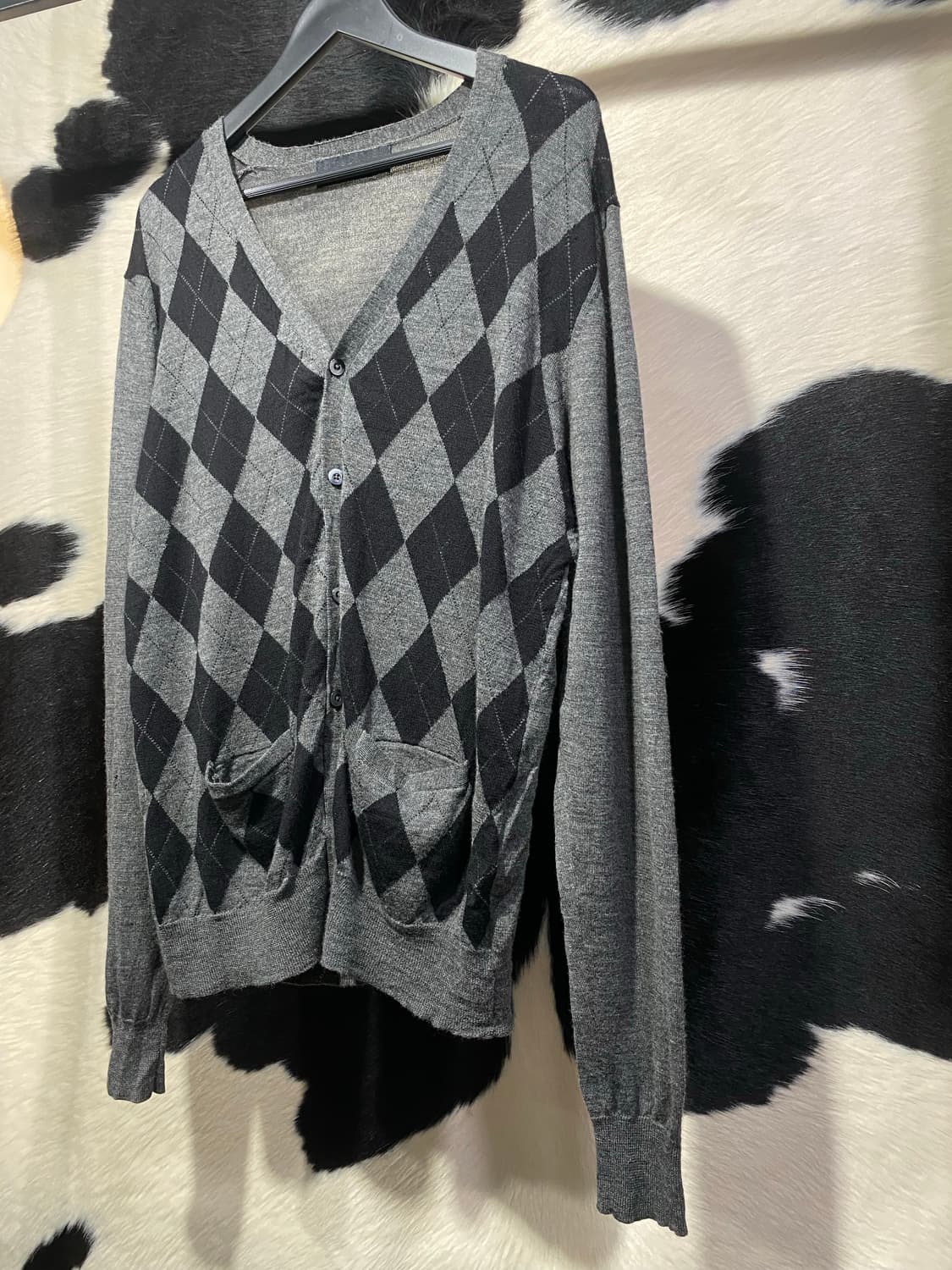 Plus one 아가일 패턴 브이넥 가디건 상품이미지3