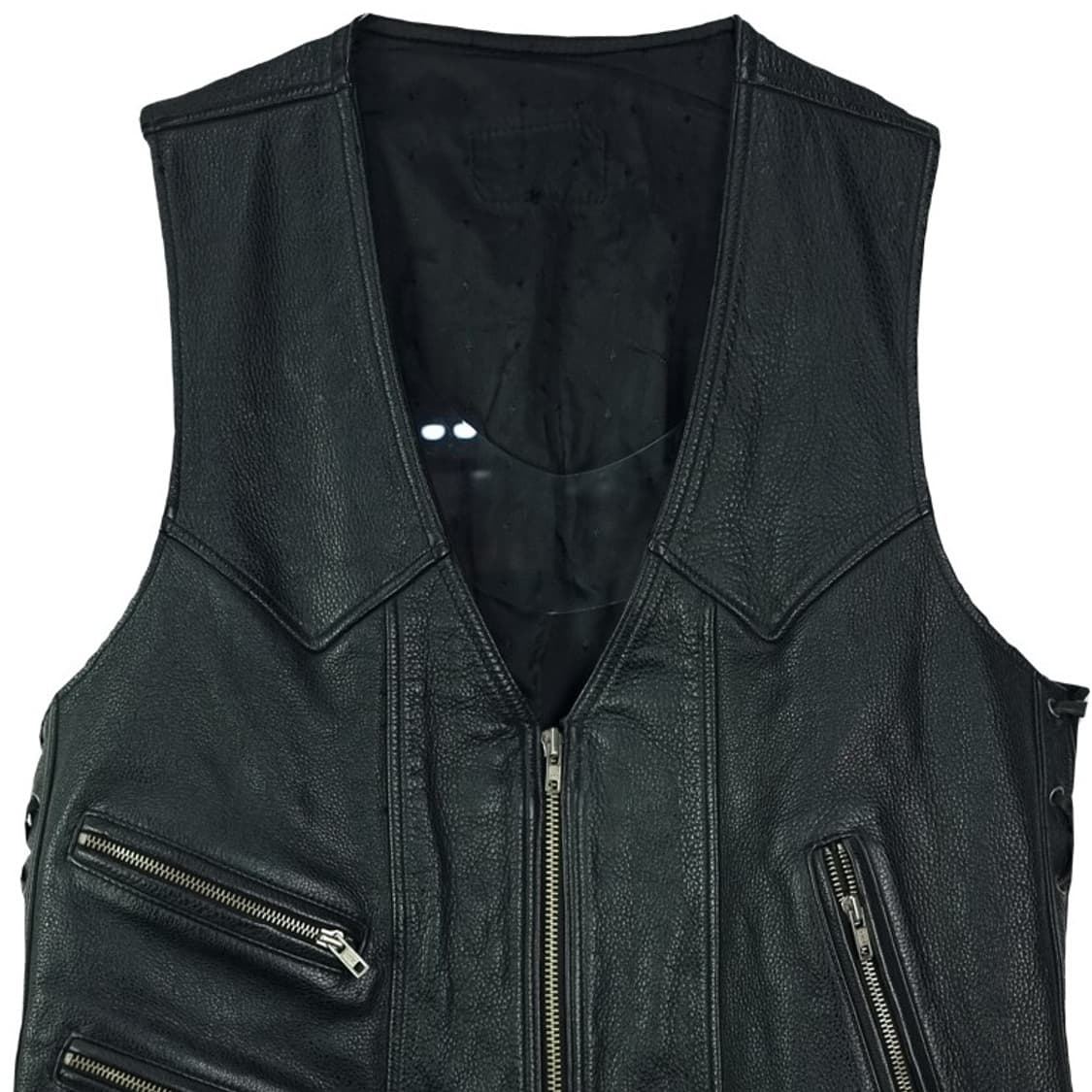 [아메리칸빈티지] 리얼 카우 레더 소가죽 바이커 베스트 M18778 상품이미지4