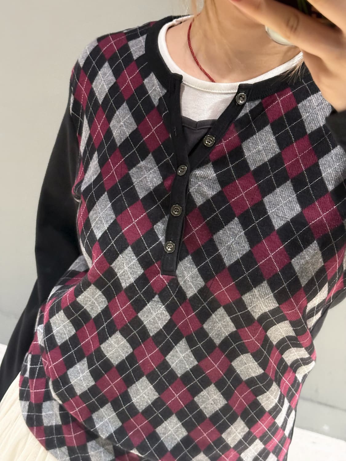 Argyle pattern layered long sleeve 상품이미지4