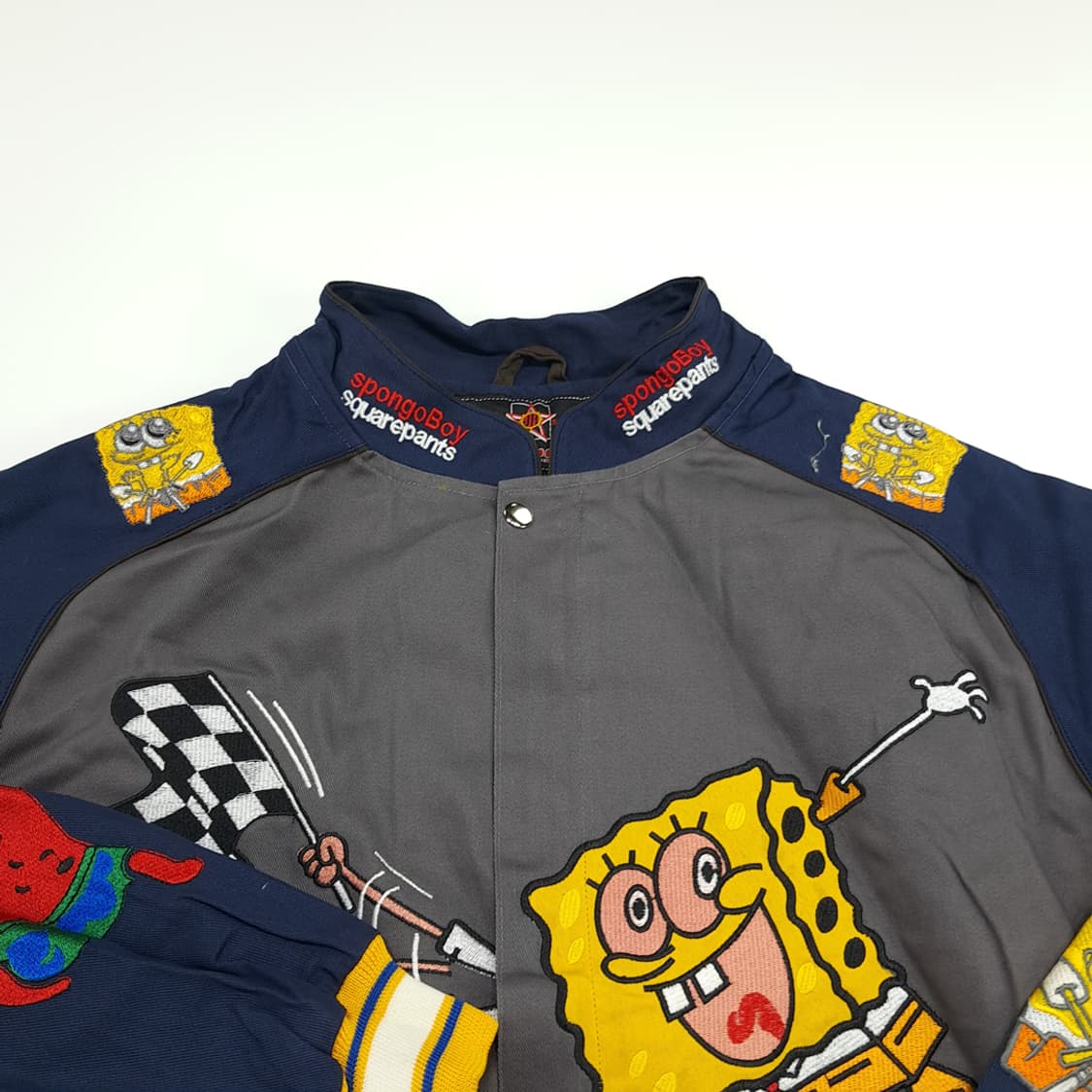 CN663 XL 아메리칸 빈티지 스펀지밥 자수 레이싱 자켓 상품이미지3