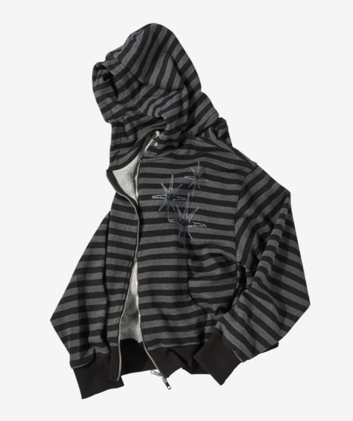 언타이틀 스테리나잇 스트라이프 후드집업 블랙 상품이미지1