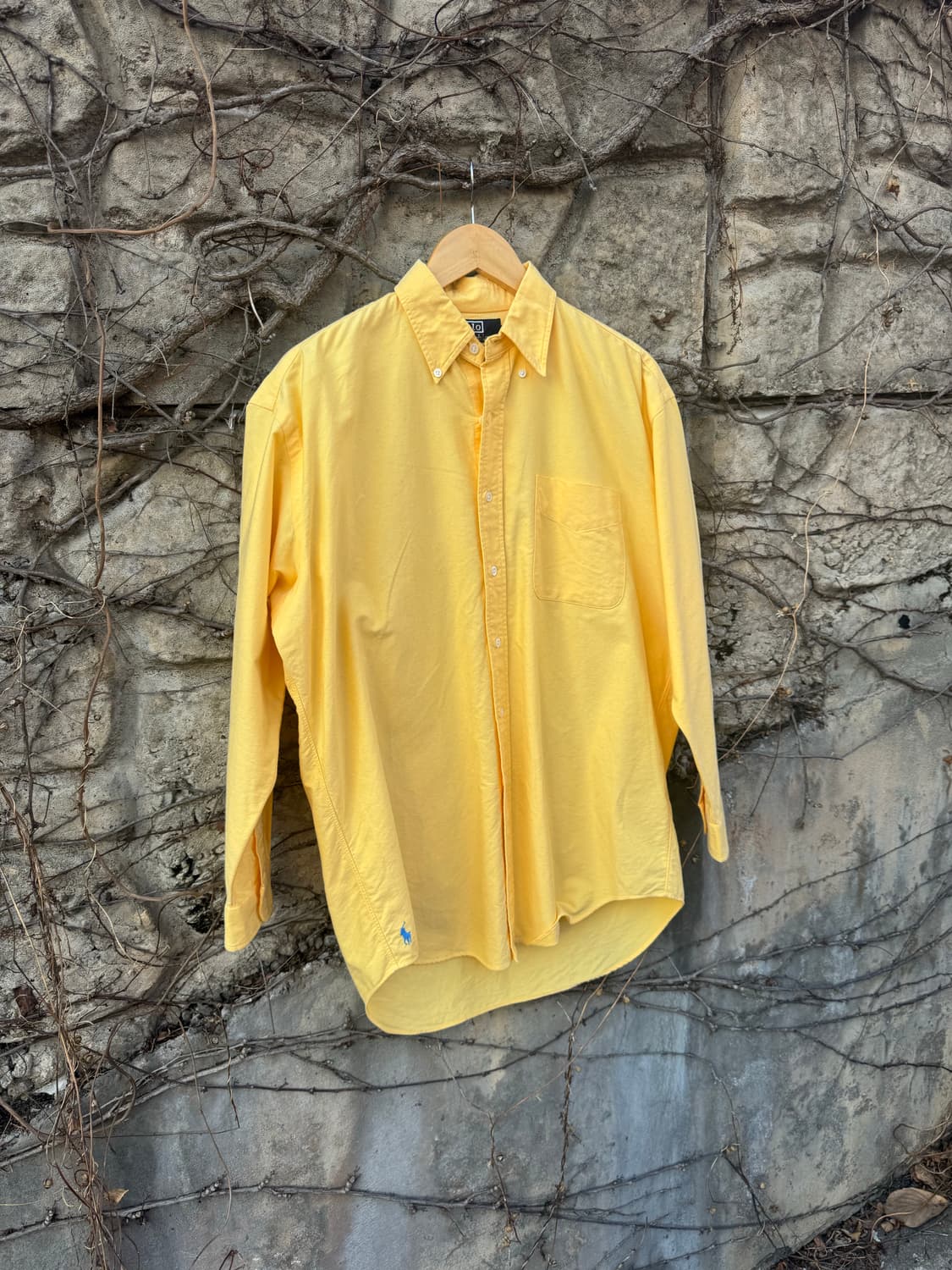 80s 폴로 랄프로렌 빈티지 빅 옥스퍼드 셔츠 옐로우  상품이미지3