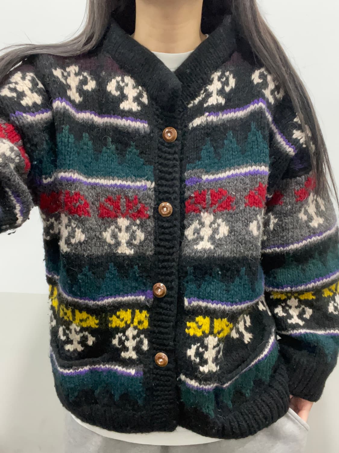 (빈티지)ISHKA 핸드 니트 울 가디건 상품이미지1