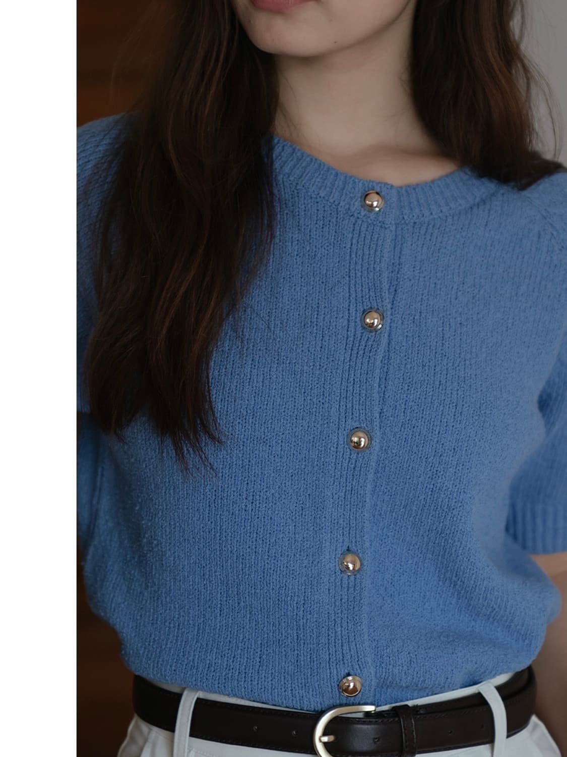 틸아이다이 로지 하프 슬리브 가디건 라운드 반팔 니트 F 상품이미지4