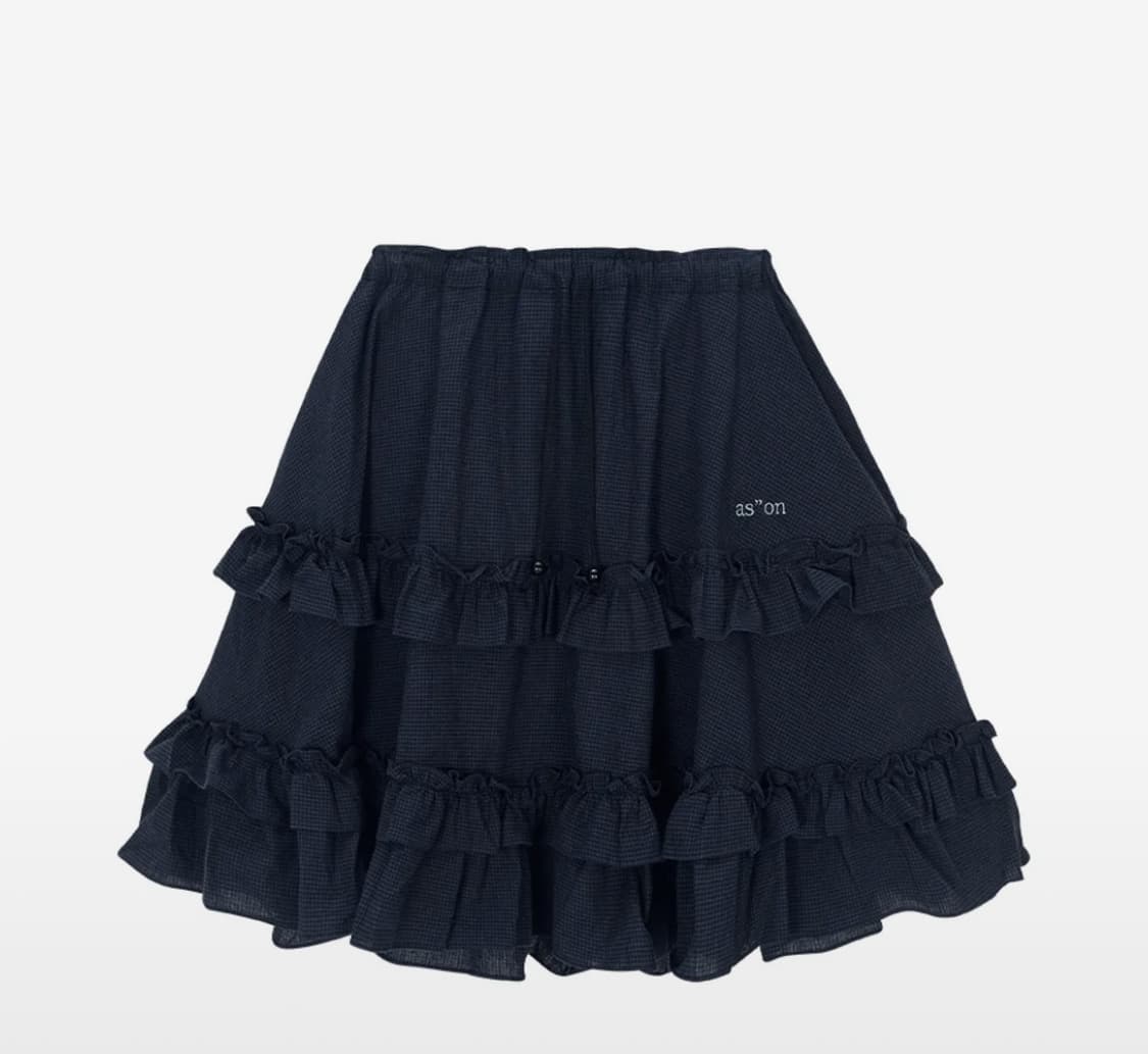 당일배송) 애즈온 체크 캉캉 미디 스커트 네이비 상품이미지1