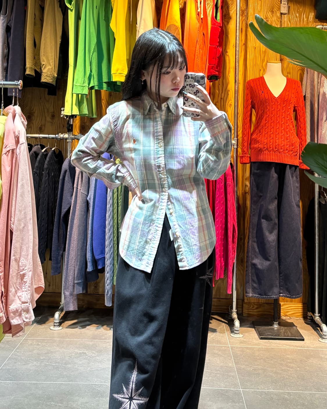 M 폴로랄프로렌 오렌지 포니 컬러믹스 체크셔츠 상품이미지1