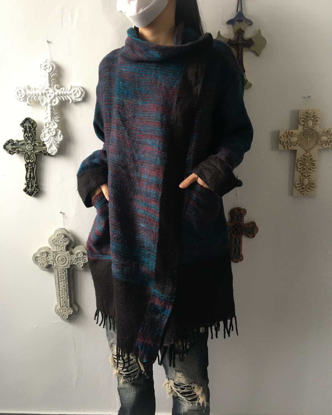 Fringe pattern point high neck caridgan 상품이미지10