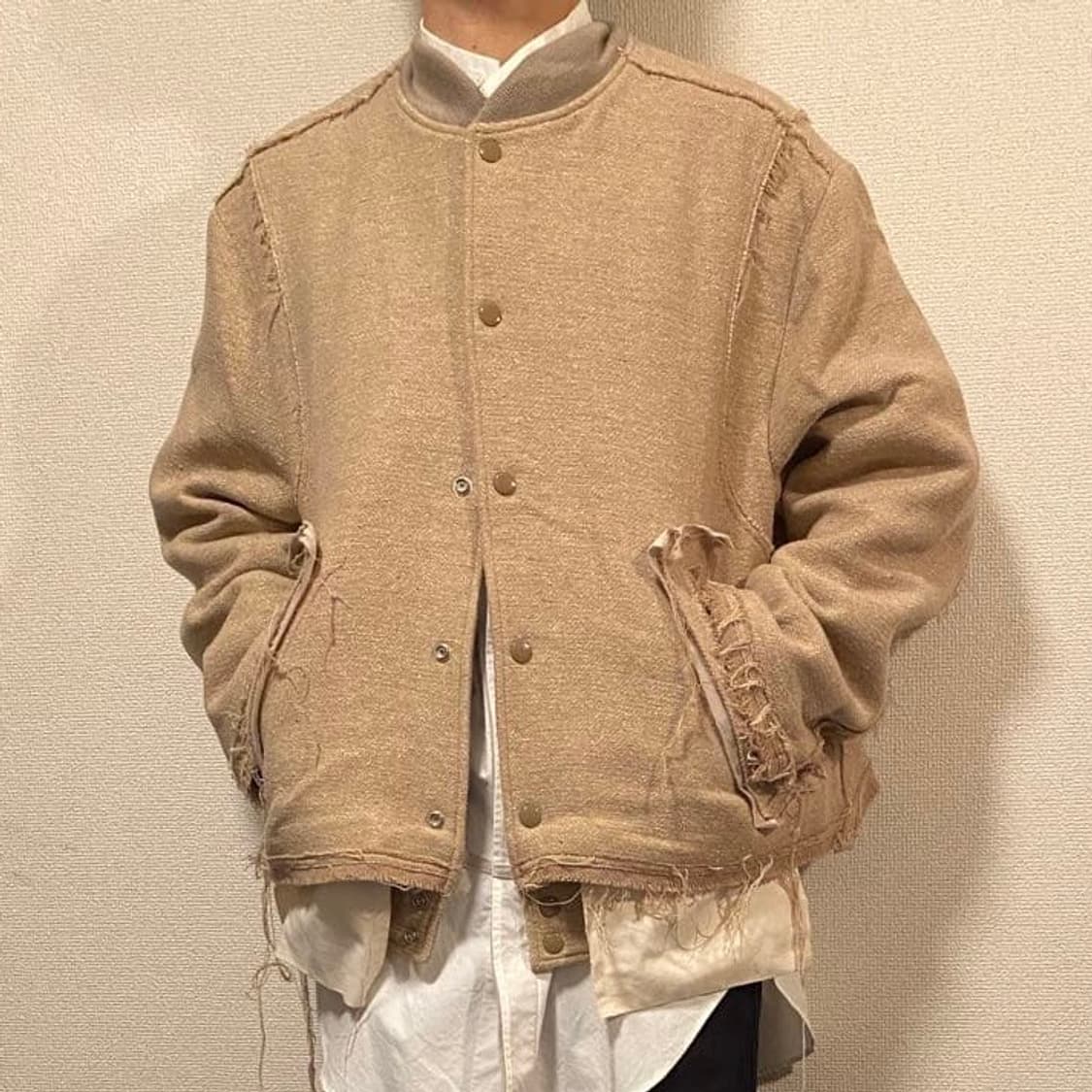 [S,100]미도리카와 컷 오프 울 바시티 자켓 상품이미지2