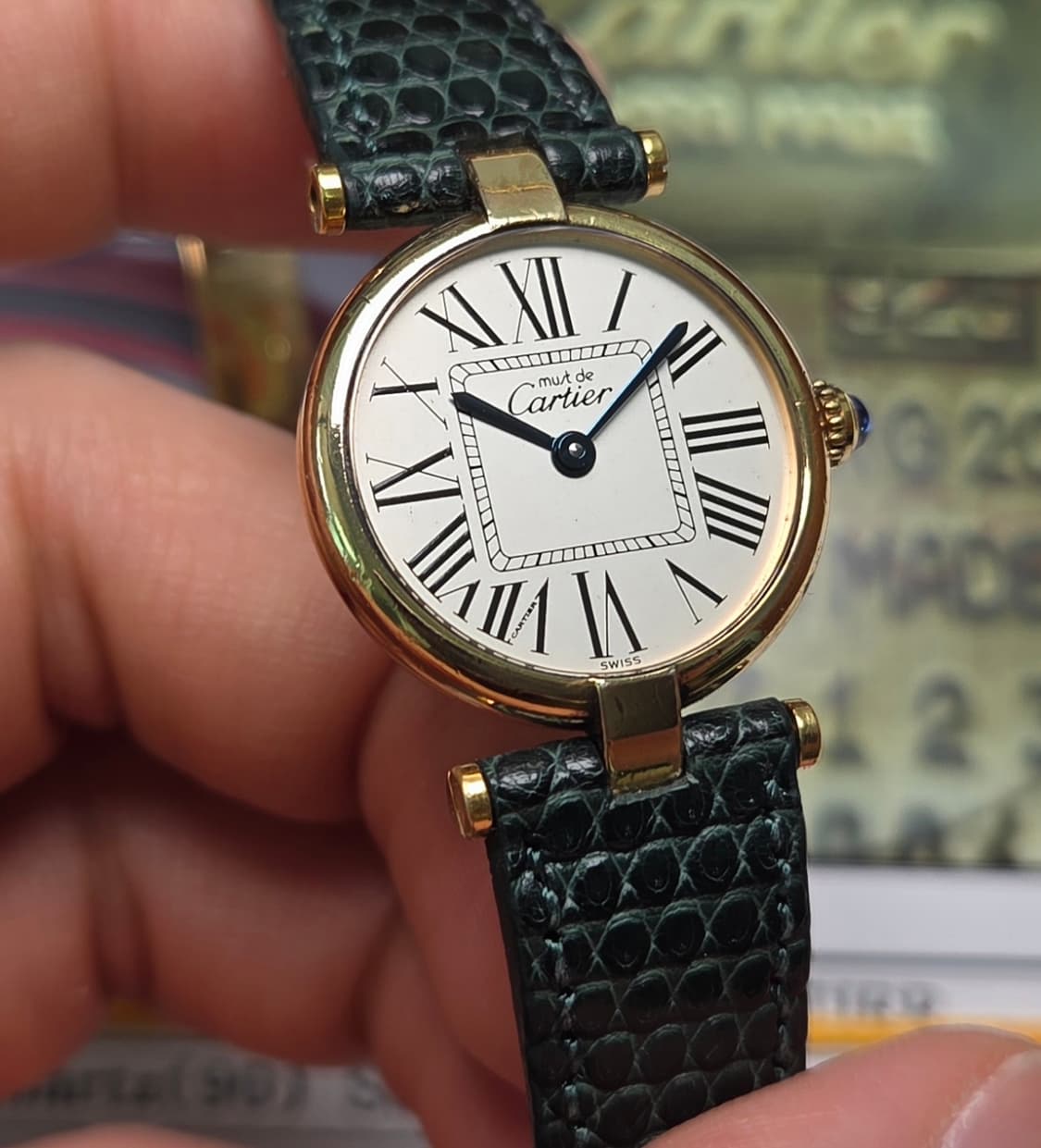 빈티지 까르띠에 머스트드 방돔 실버로만 쿼츠 디버클 여성용 (감정서 포함 상품이미지4