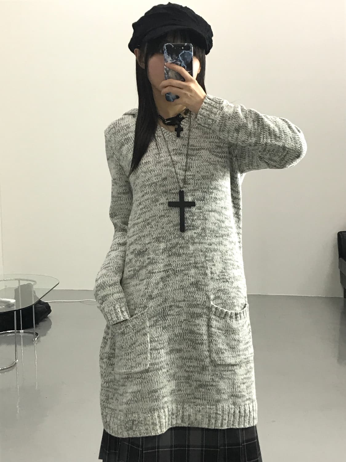Uniqlo Knit Hoodie Midi Onepiece 상품이미지2