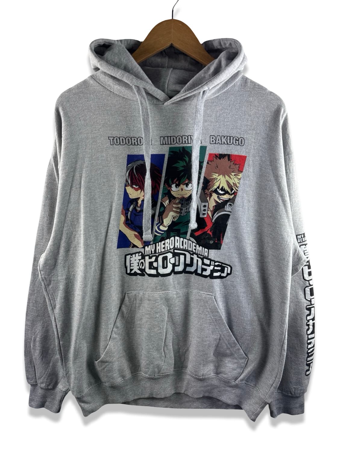 나의히어로 아카데미아 그레이 프린팅 후드티2505 상품이미지1