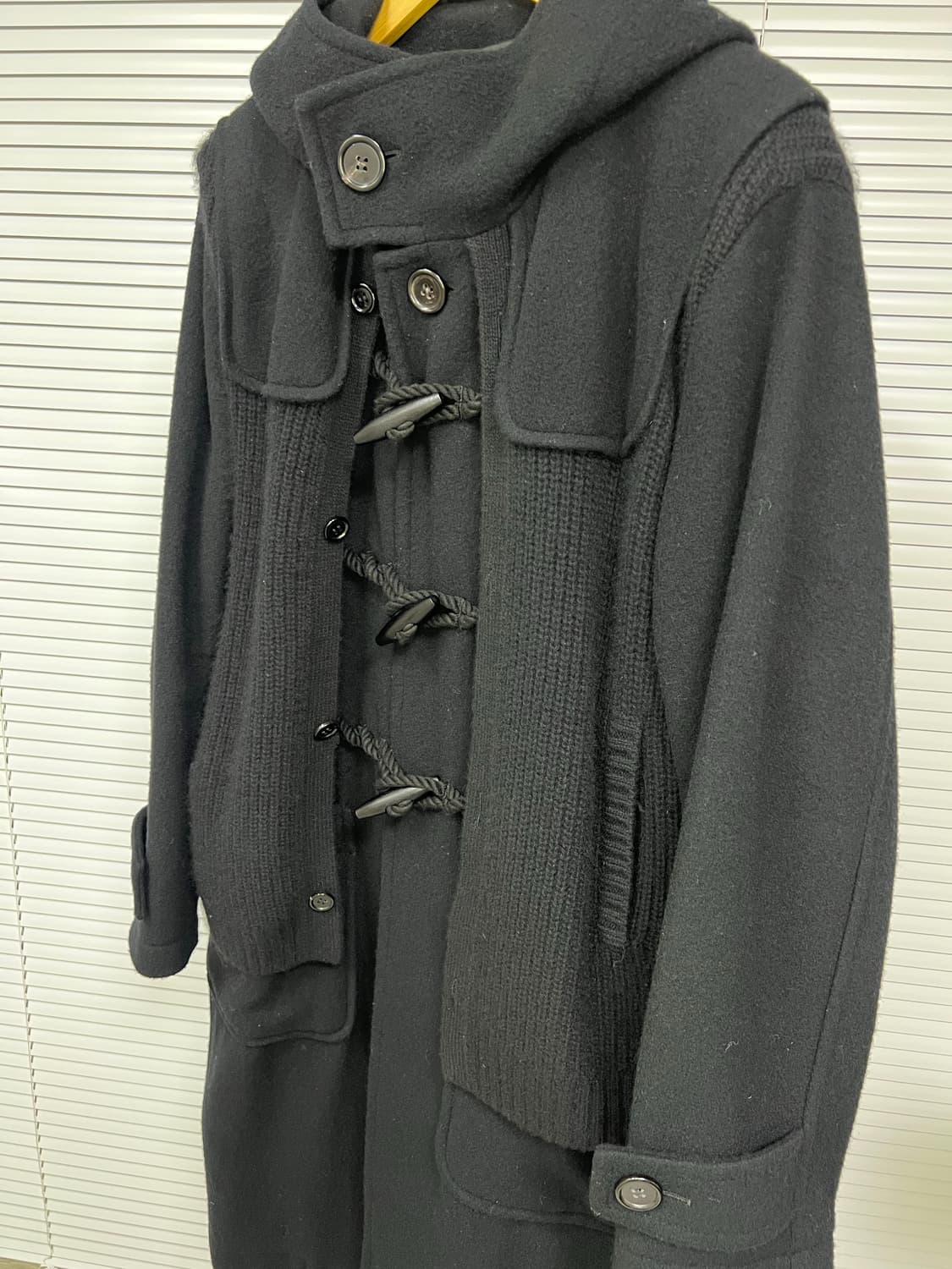 언더커버 21FW 니트 도킹 캐시미어 더플코트 상품이미지5