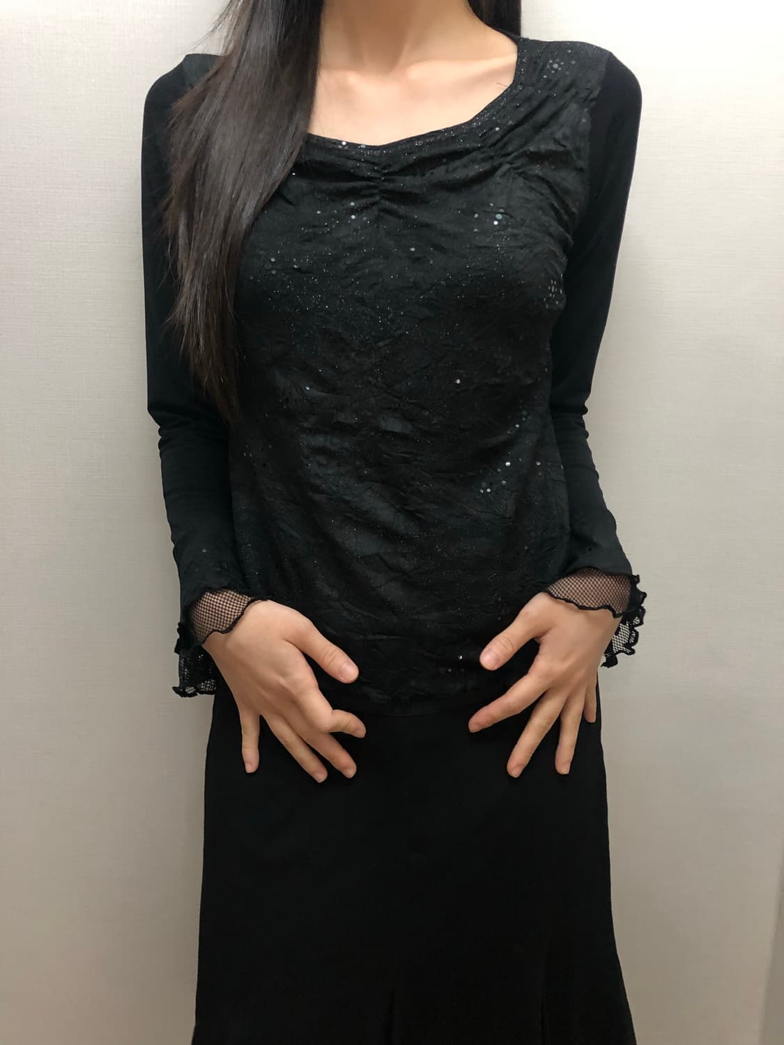 빈티지 블랙 스팽글 탑 상품이미지1