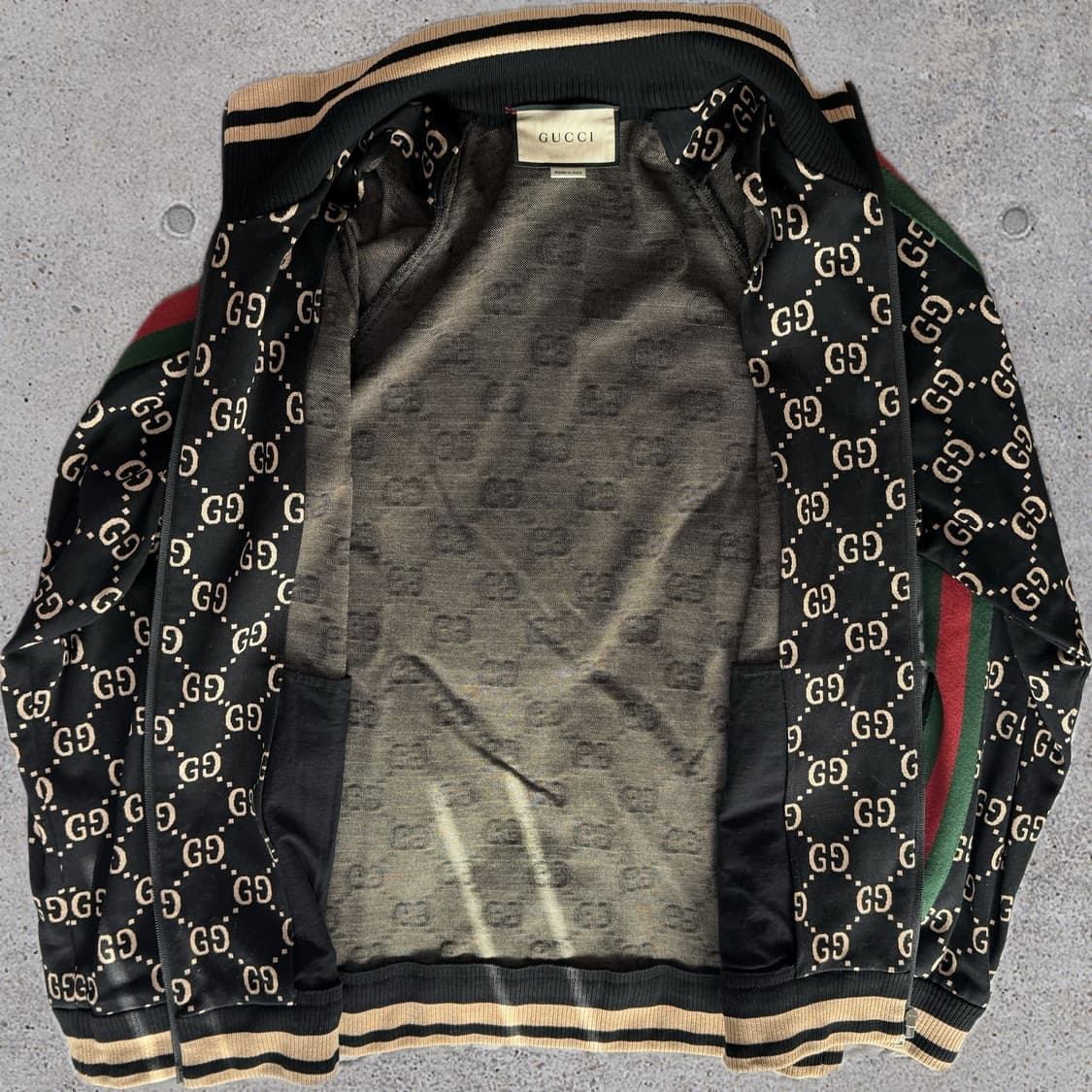 [XL] 구찌 GG 저지 코튼 자켓 블랙 카멜 상품이미지4