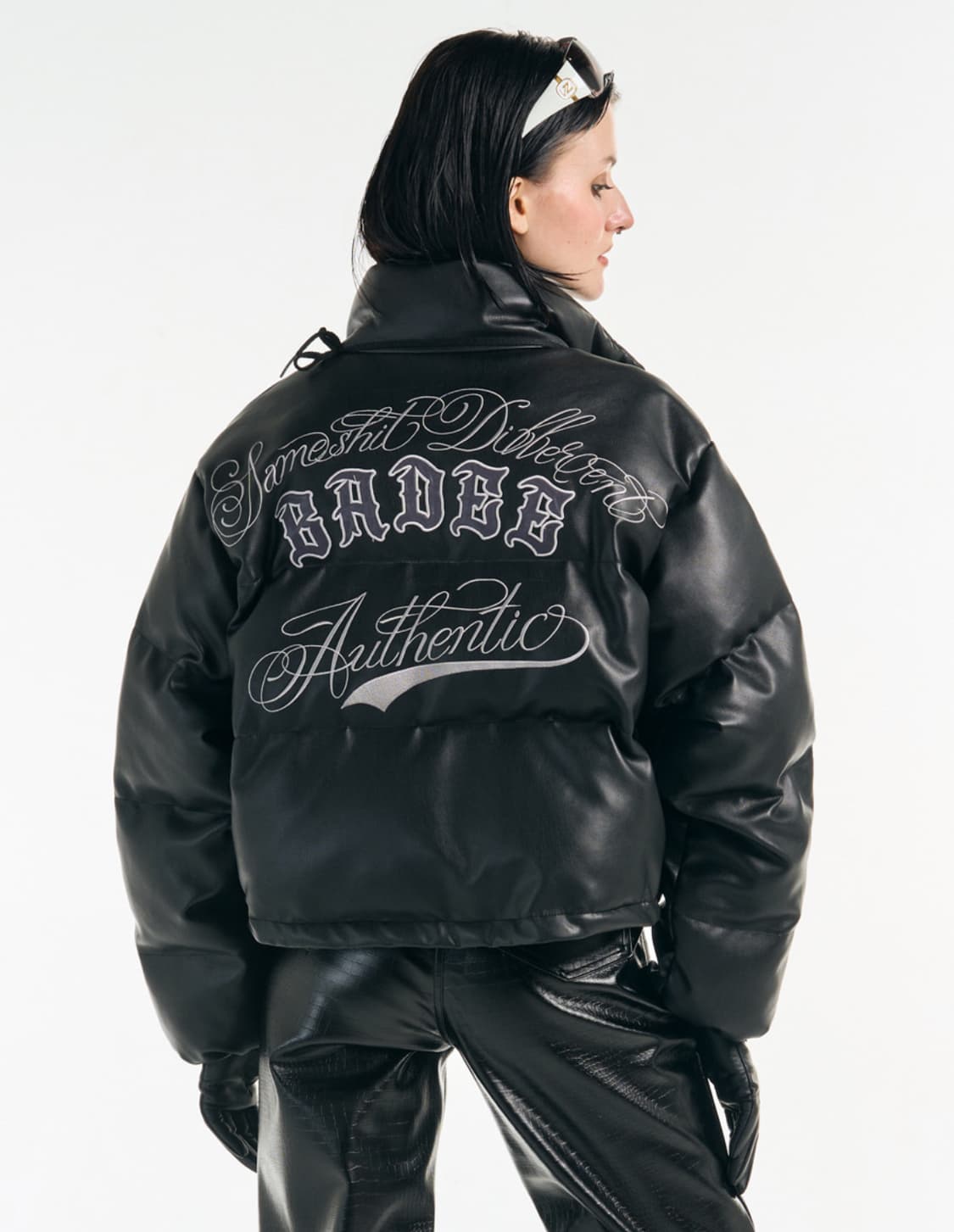 배디 BADEE 레더 숏패딩 블랙 상품이미지1