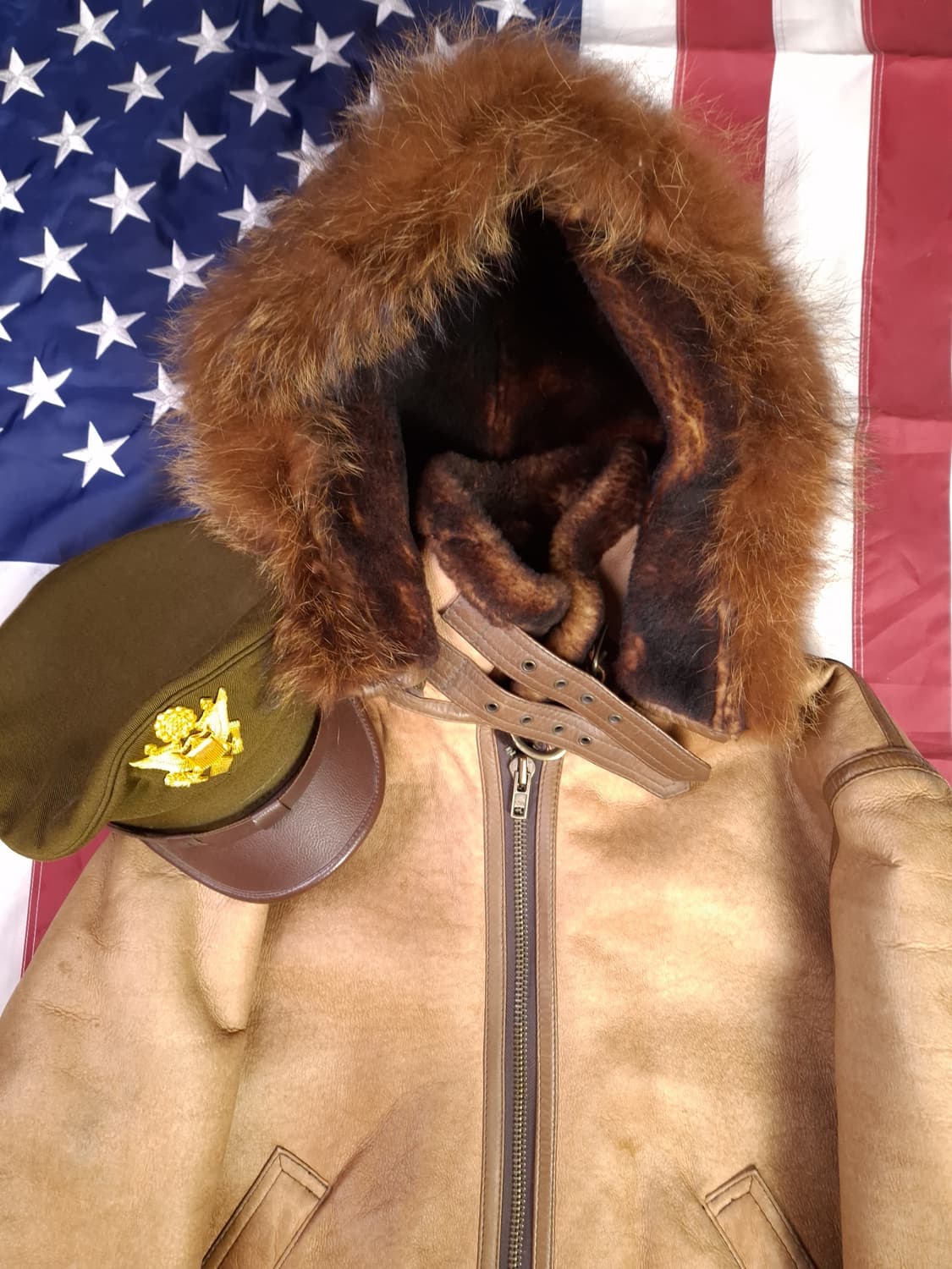 90's 국내산 미공군 B-3 TYPE 천연가죽 항공 폭격기 무스탕 상품이미지7