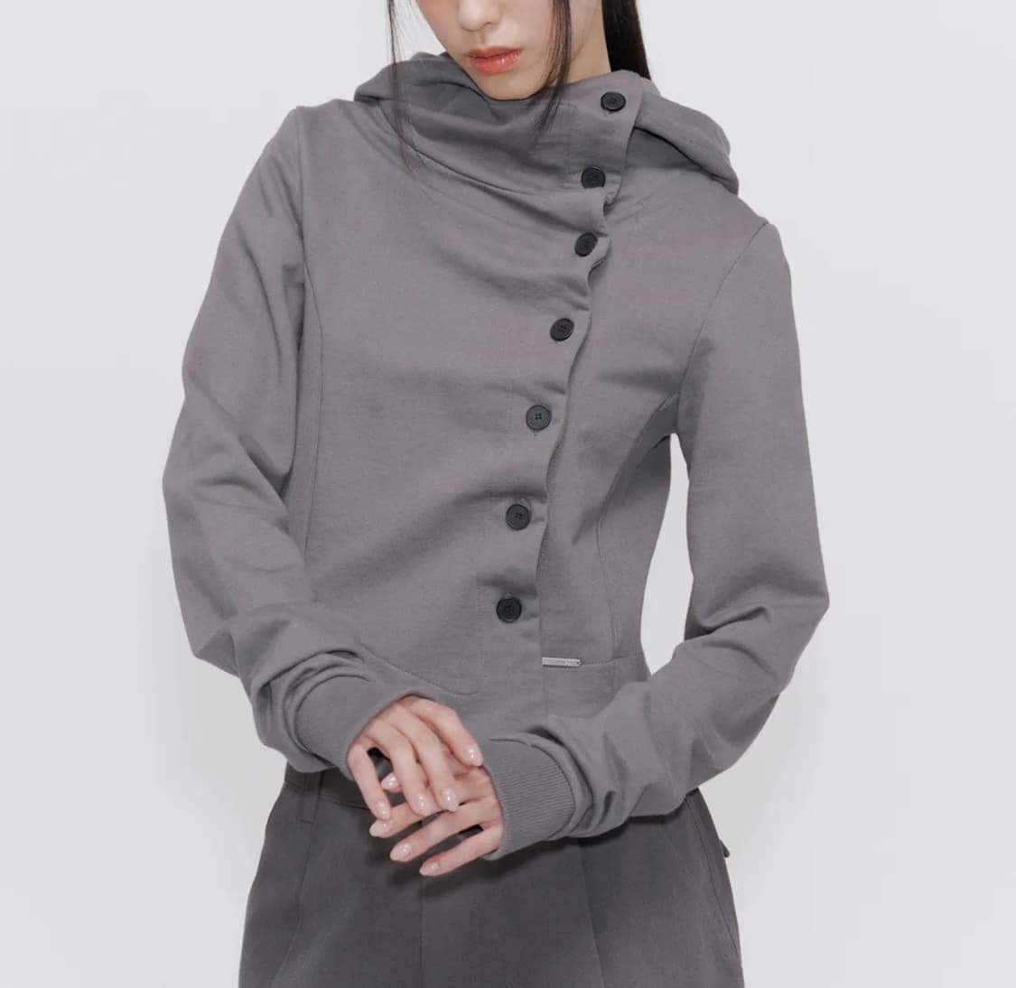 미세키 서울 Cowl neck botton hoodie DARK GREY 상품이미지1