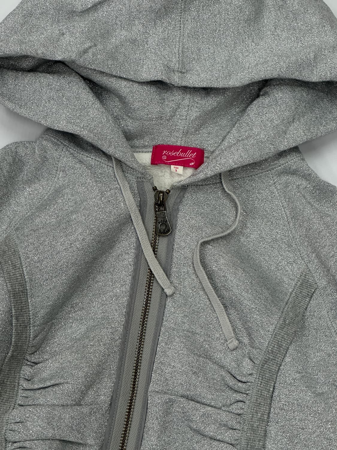 히메갸루 셔링 펄 포인트 롱 그레이 유니크 Y2K 기모  후드집업 상품이미지5