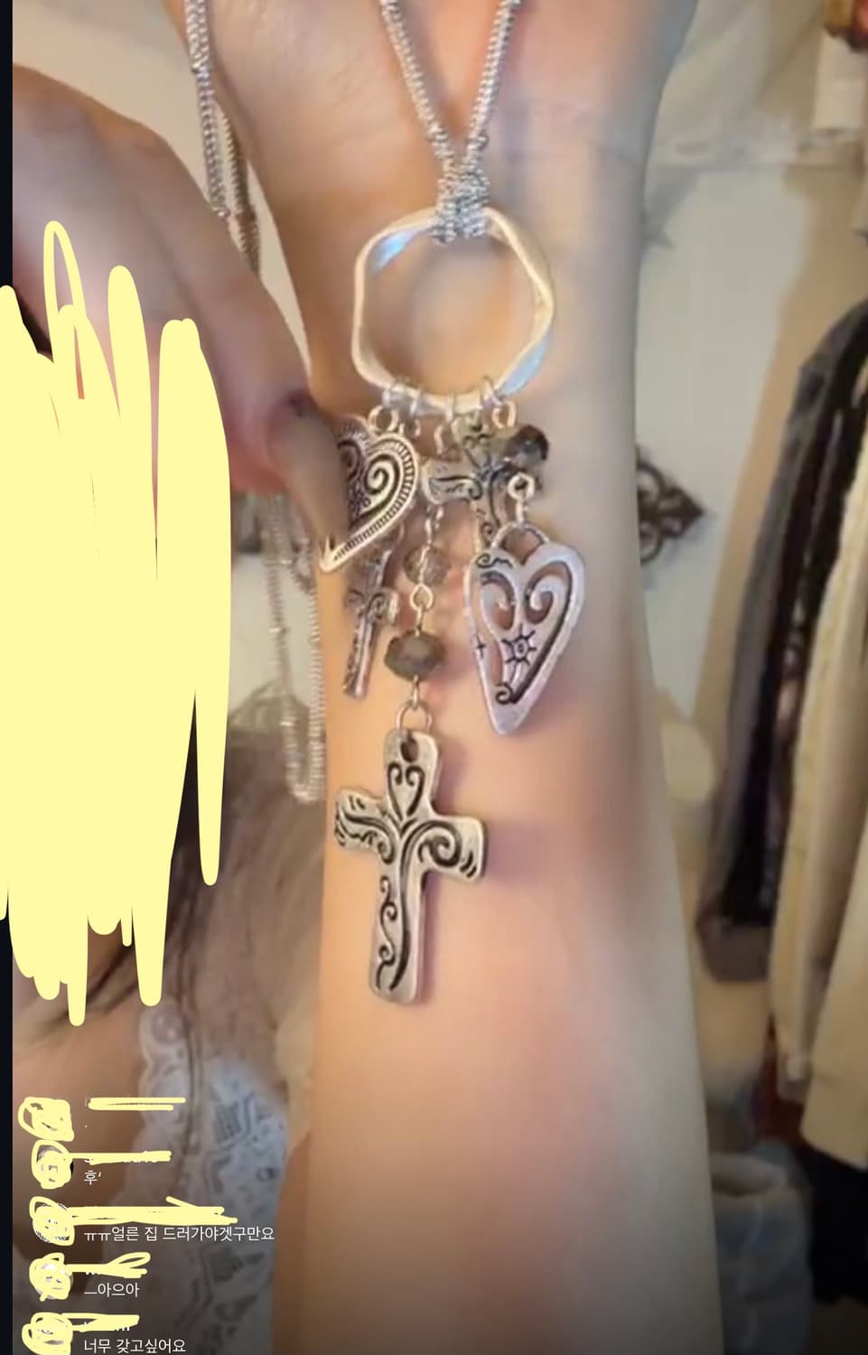 레테 빈티지 목걸이 하트 십자가 엔틱 유럽 빈티지 귀걸이 세트 상품이미지2