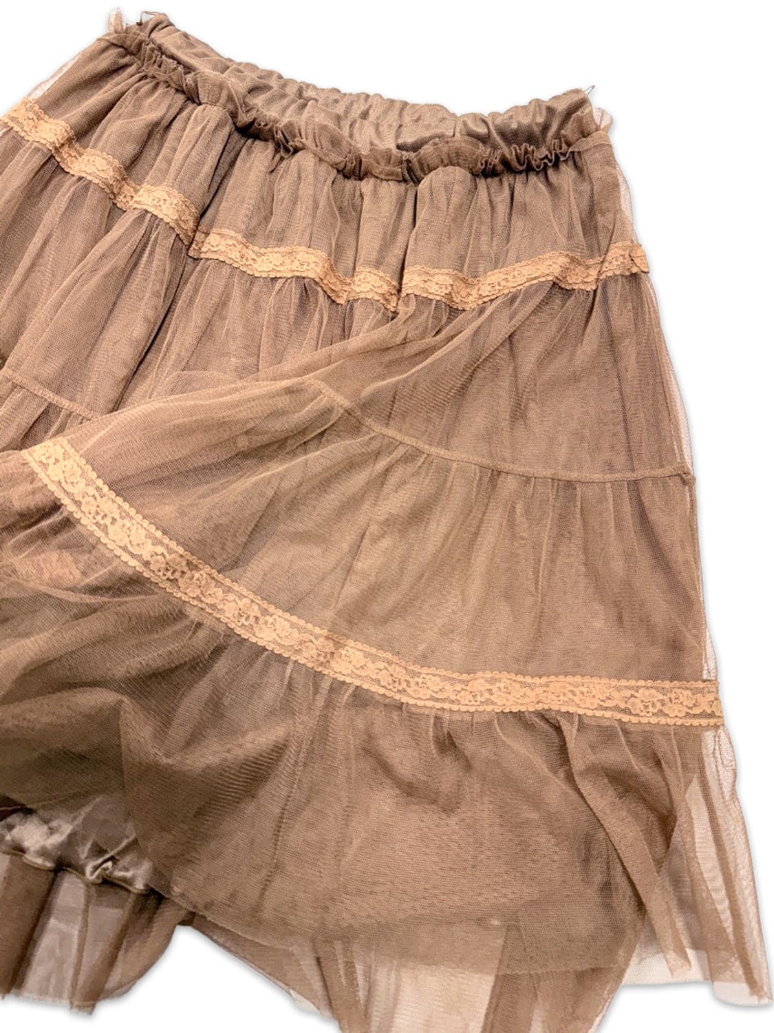 빈티지 오랜지 브라운 레이스 플레어 미디 스커트 상품이미지4