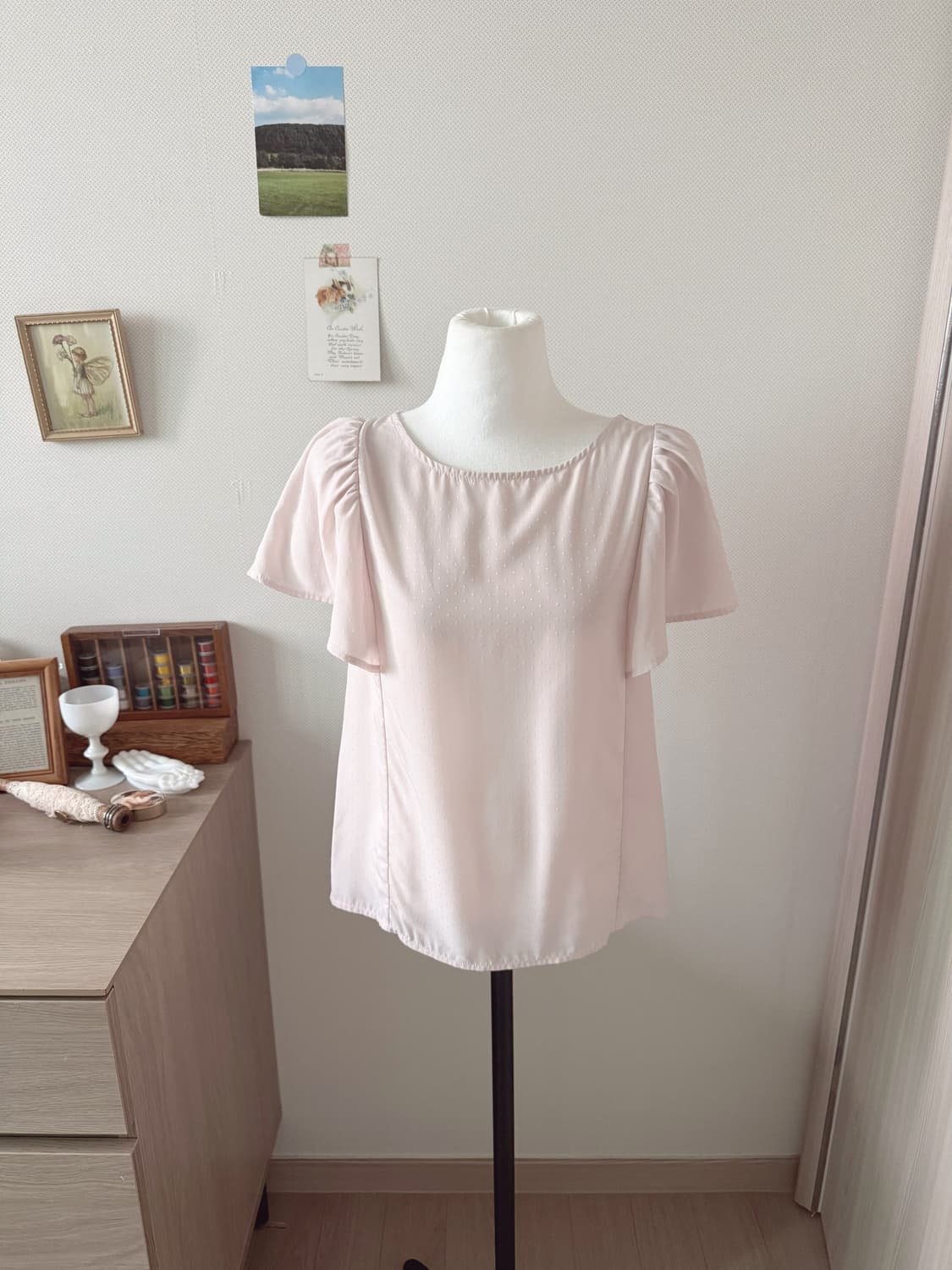 딸기우유 도트 반팔블라우스 상품이미지1