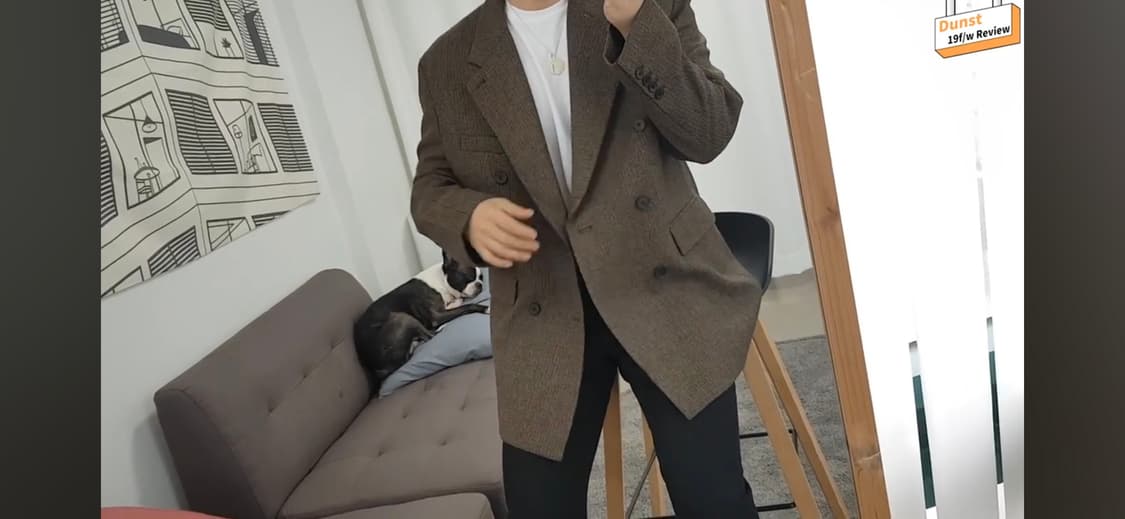 던스트 유니섹스 더블브레스티드 자켓 브라운 체크 L 상품이미지4