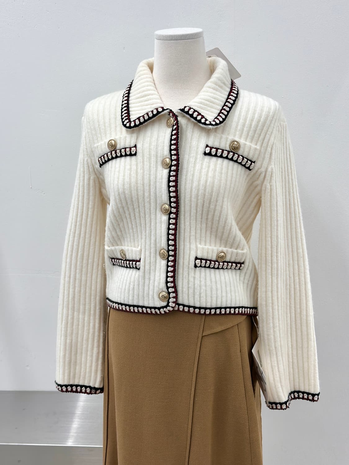 마쥬 콘트라스트 골지 니트 가디건 상품이미지2