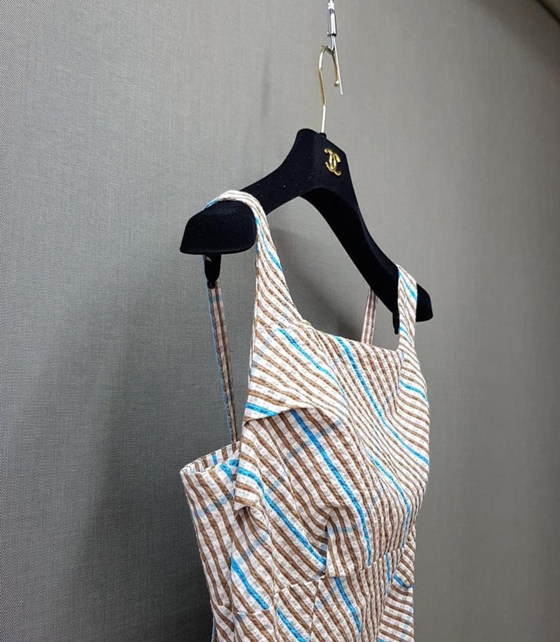 한섬 타임 2022 체크 패턴 슬리브리스 롱 원피스 82-94-160 상품이미지3