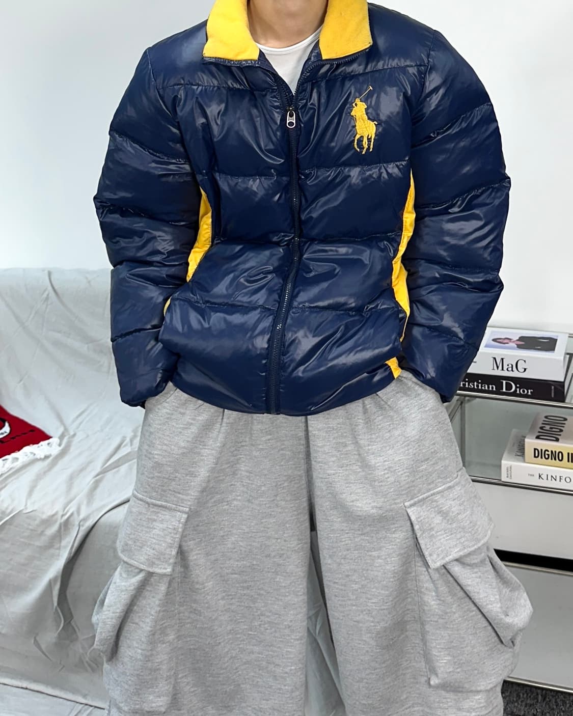 폴로 랄프로렌 빅포니 배색 패딩 XL 상품이미지1