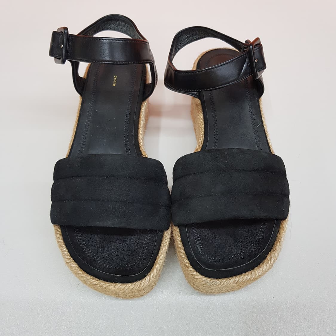 한섬 시스템 레더 에스파드류 웨지 스트랩 샌들 230사이즈 상품이미지1