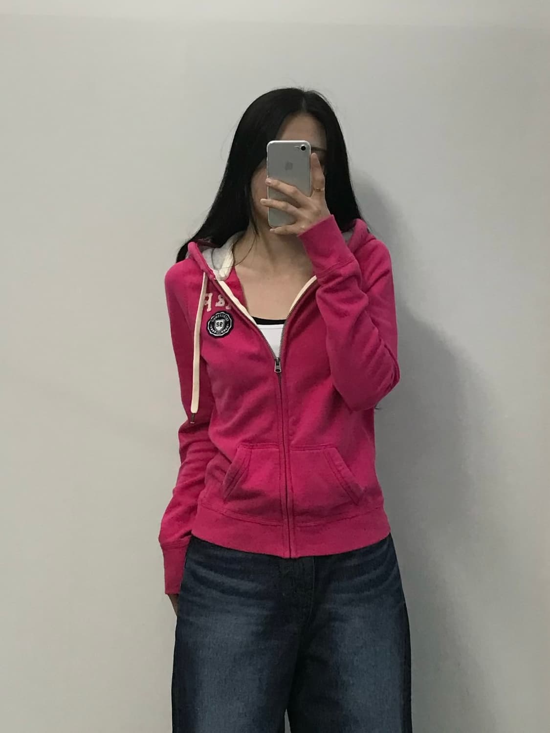 아베크롬비 y2k 와투케 핑크 딱붙 후드집업 상품이미지1