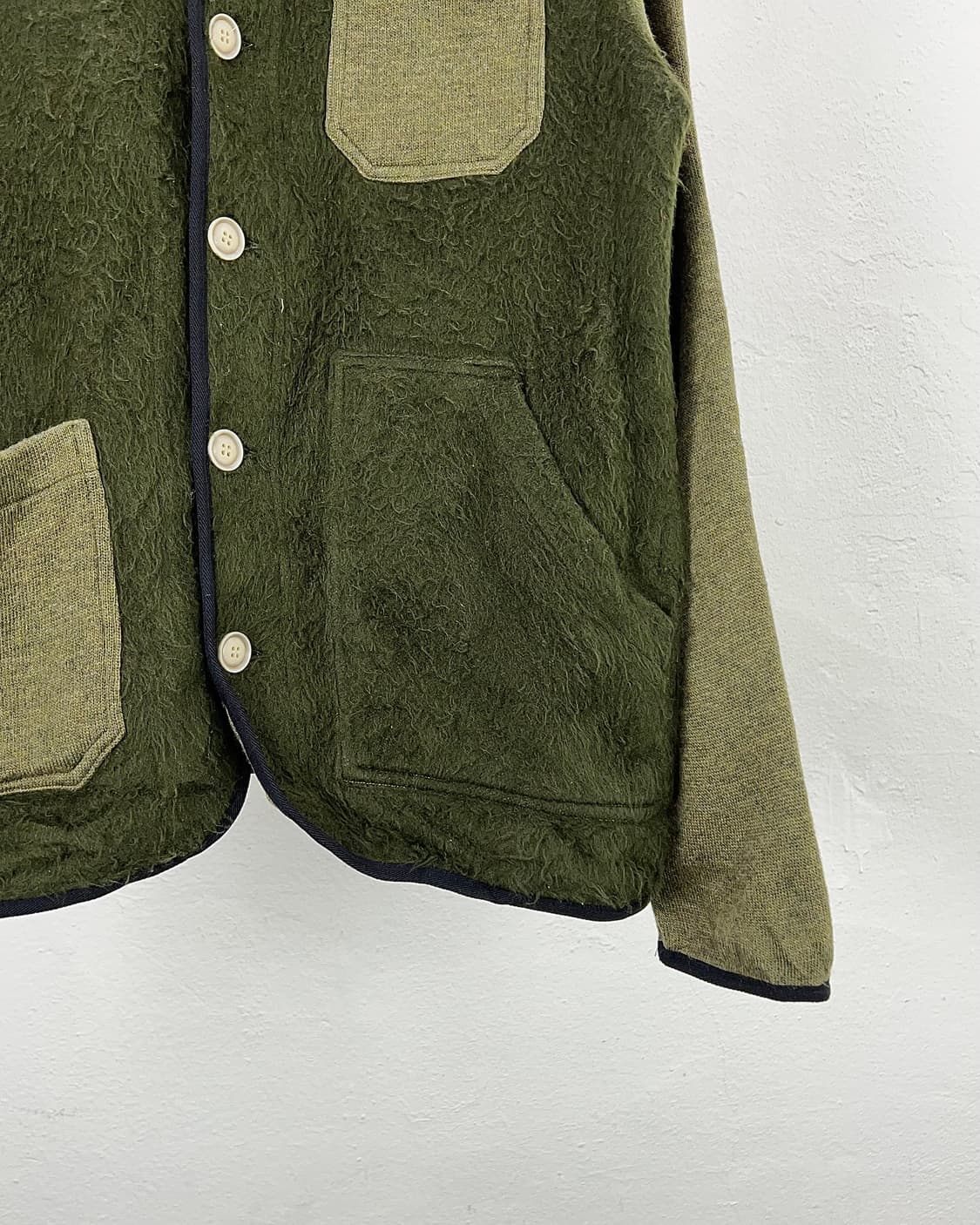 자알드 아마존 그린 라운드 버튼 업 패치 포켓 플리스 가디건 자켓 상품이미지5