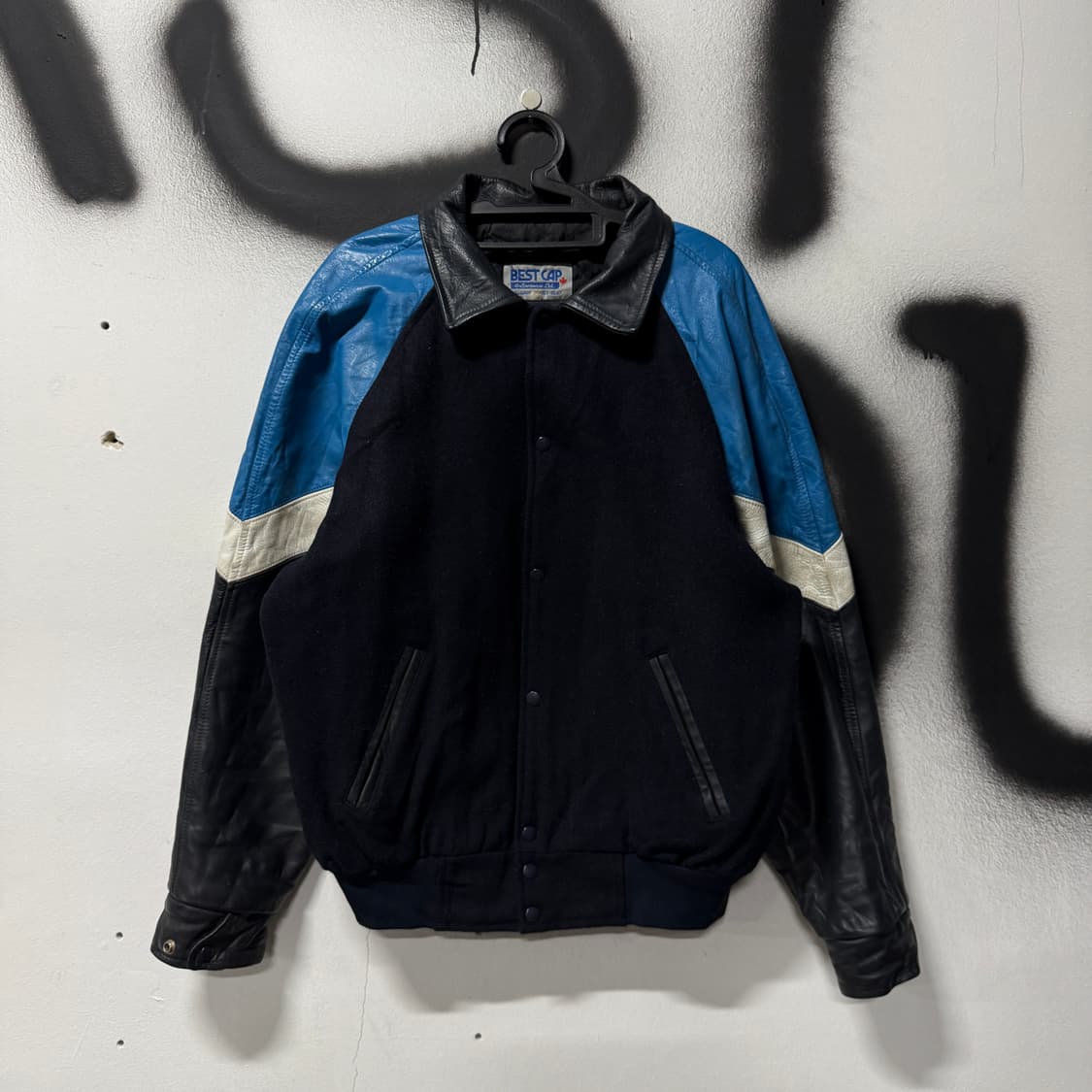 VTG 빈티지 빅사이즈 올드스쿨 소가죽 레더암 퀼팅 바시티 자켓 상품이미지2