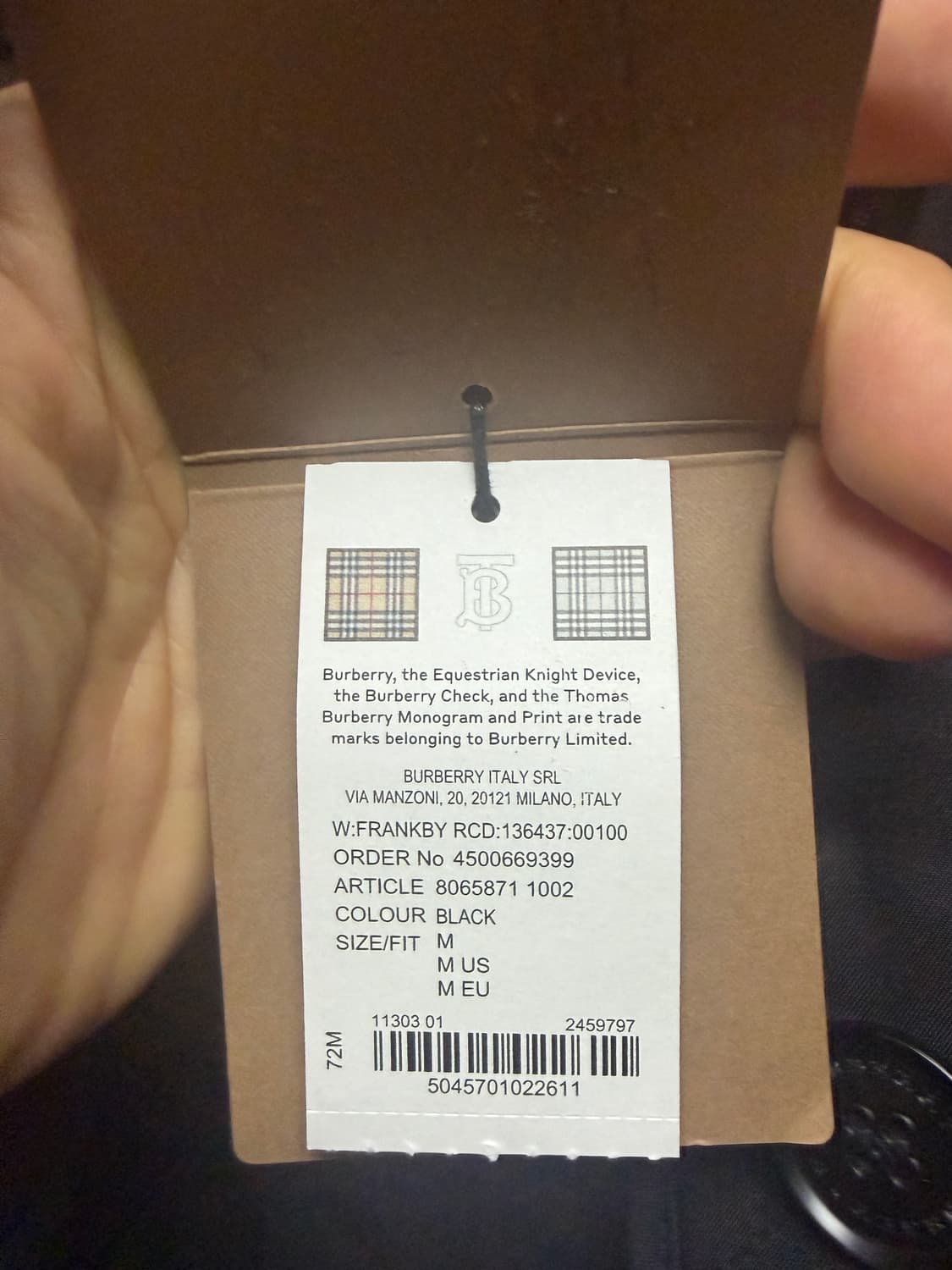 버버리 프랭크비 블랙 퀼팅 자켓 M 새제품 상품이미지4