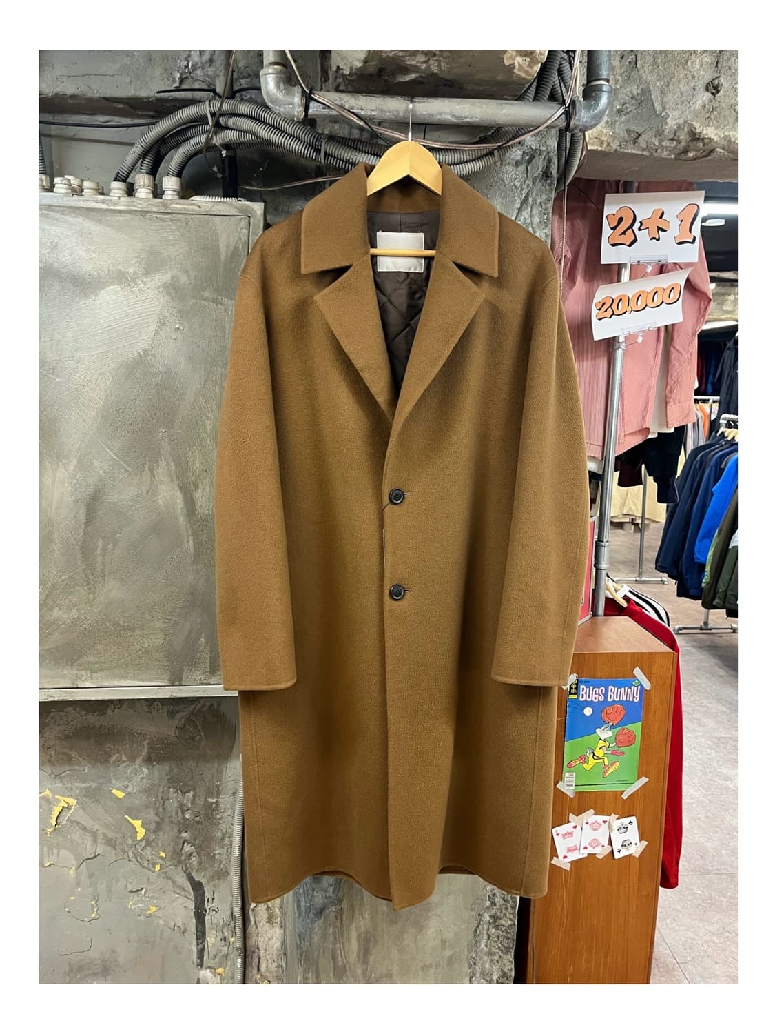 빈티지 울 캐시미어 롱코트 브라운 105 #csz3418 상품이미지1