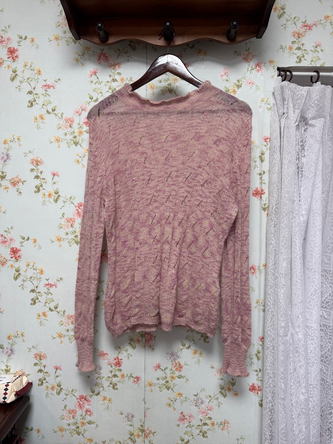 핑크 그물 니트 상품이미지1