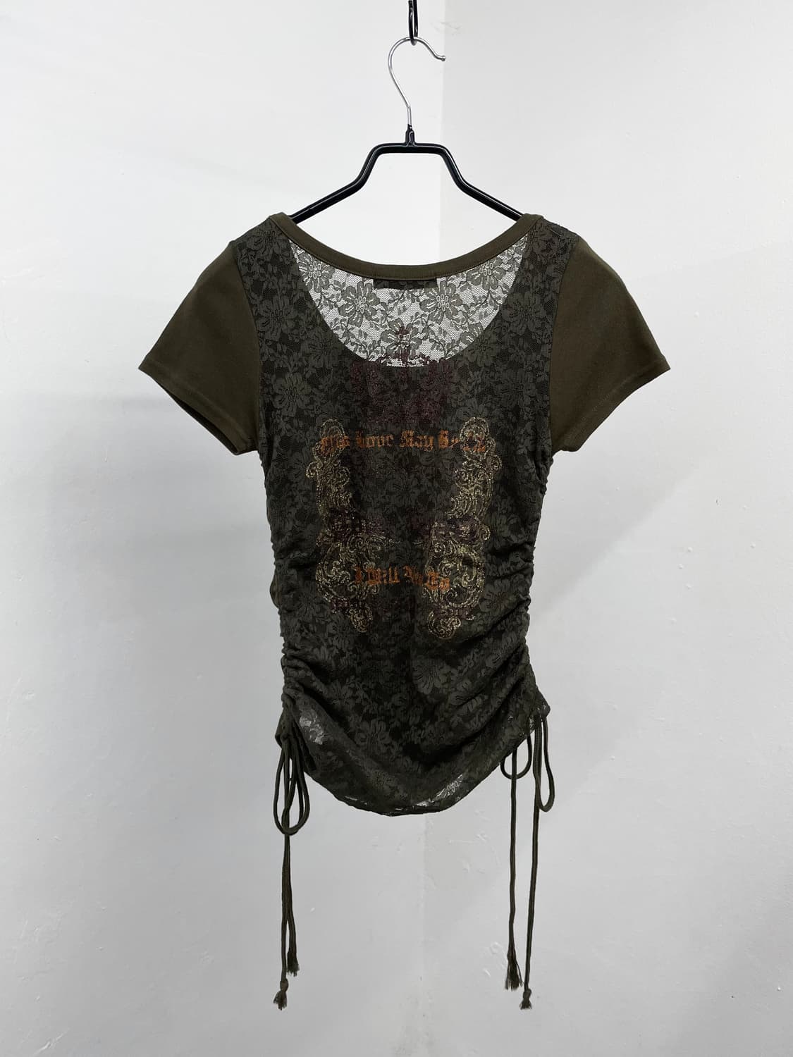 y2k 그런지 셔링 레이스 탑 상품이미지8