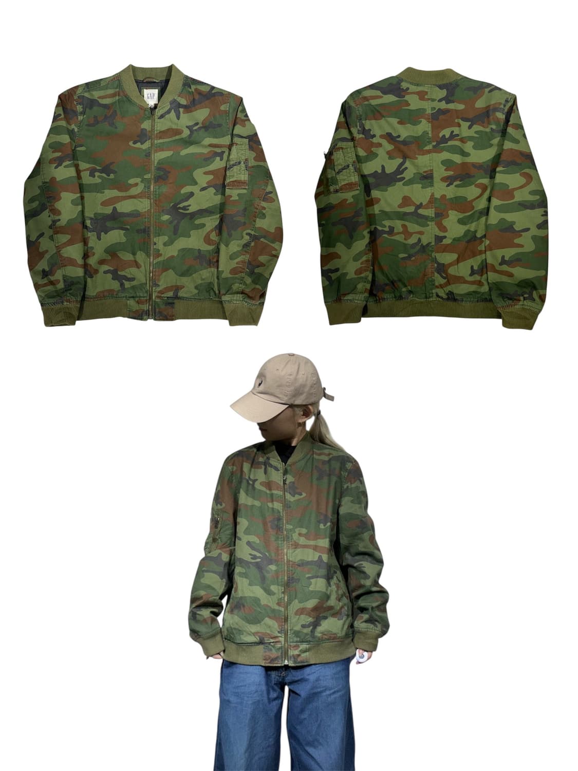갭 카키 밀리터리 카모 잠바 블루종 자켓 M 상품이미지1