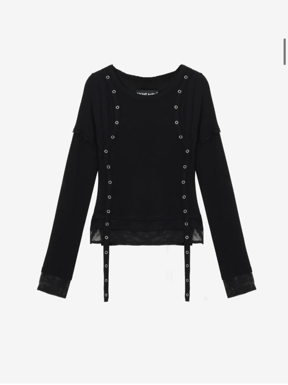 LENO TRIPLE LAYERED LONGSLEEVE TOP black 상품이미지2