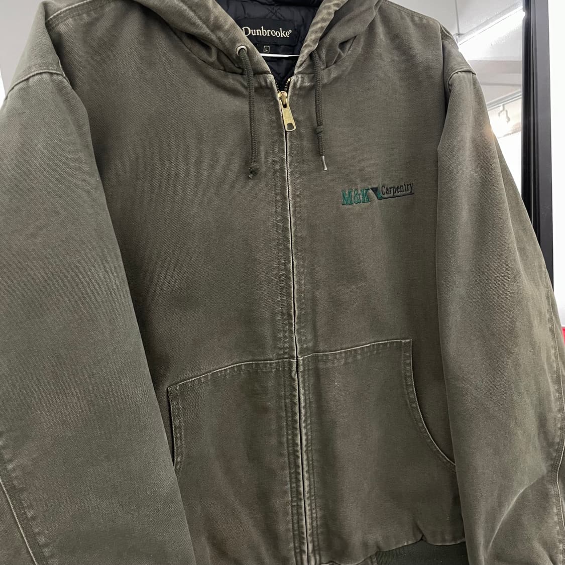 빈티지 모스그린 덕액티브 칼하트맛 페이딩 캔버스 후드 워크자켓 상품이미지3