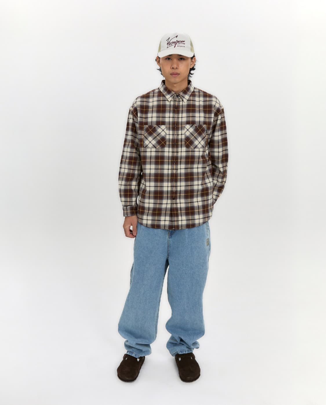예스아이씨 Plop Check Shirt 체크 셔츠 브라운 XL 상품이미지3
