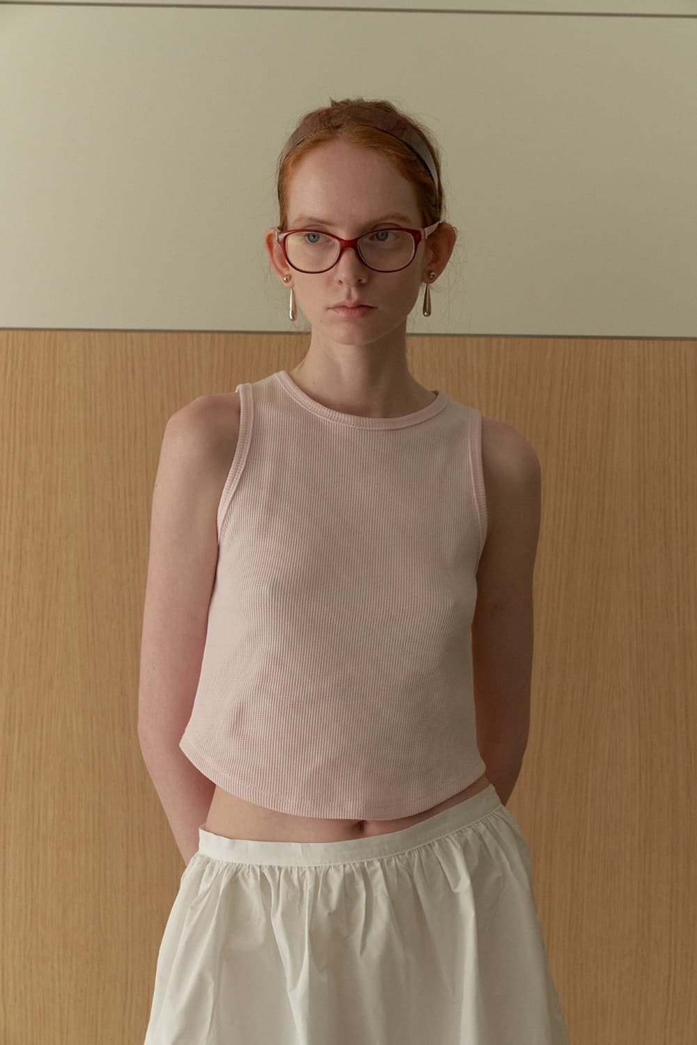 리본빛 와플 탑 핑크 상품이미지1